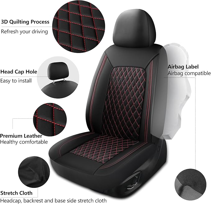 Car Seat Cover, Breathable and Waterproof Leather Seat Covers, Luxury PU - Image 5