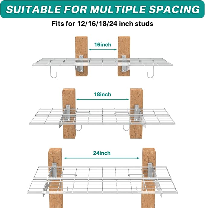 EVERHANGER Wall Mounted Garage Shelves, 2 x 4 ft Metal Storage Shelves - Image 6