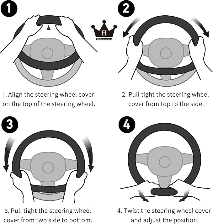 Car Steering Wheel Covers for Women Girl Padded Carbon Fiber PU Leather Cute - Image 8