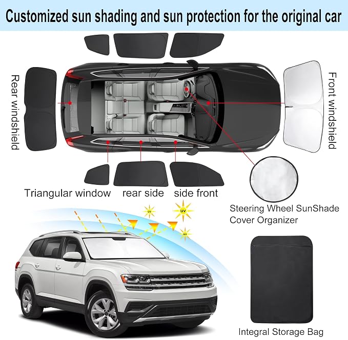 TINGLU Window Shades for Volkswagen VW Atlas 2018-2024 2025 Accessories Car - Image 3