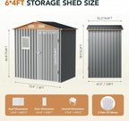 6x4FT Multi-used Shed & Outdoor Storage Shed, Steel Tool Shed - Image 8