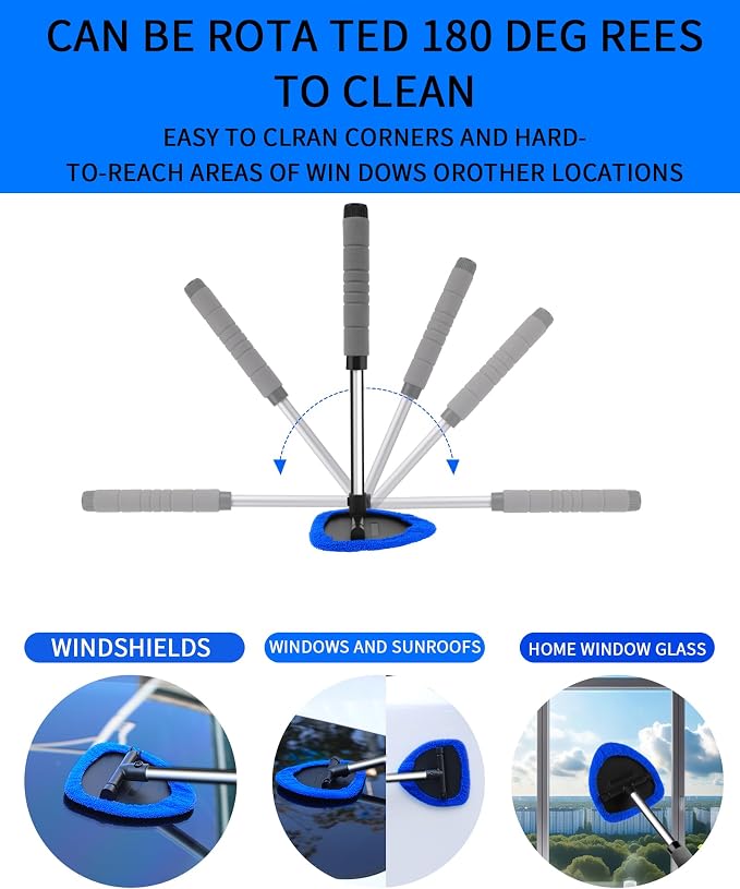 Auto Window Cleaning Tool, Retractable Windshield Cleaner Wand, Car Window - Image 4