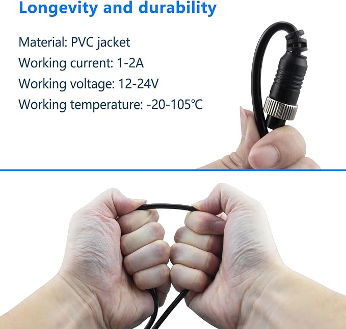 50FT Car 4-Pin Aviation Video Extension Cable，15m Car Video Extension Cable - Image 3