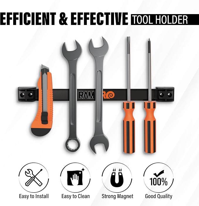 Vanitek 12-Inch Magnetic Metal Tool Holder Organizer Racks, Heavy-Duty Bar - Image 6