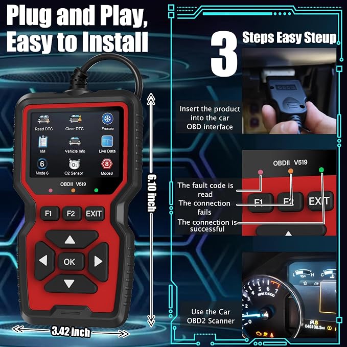 OBD2 Scanner Diagnostic Tool, Check Engine Code Reader OBD2 Scanner - Image 6