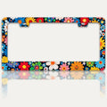 Colorful Flowers Print License Plate Frame Beautiful Floral License Plate by RTINRAN