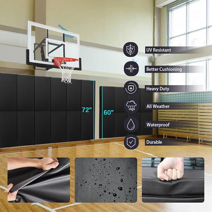 PROGOAL 60"/72" High Gym Wall Padding 2"/4" Thick Foam Basketball Court Wall - Image 4