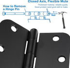 18 Pack Black Door Hinges 4 Inch x4 Rounded Heavy Duty Exterior Door Hinges - Image 5