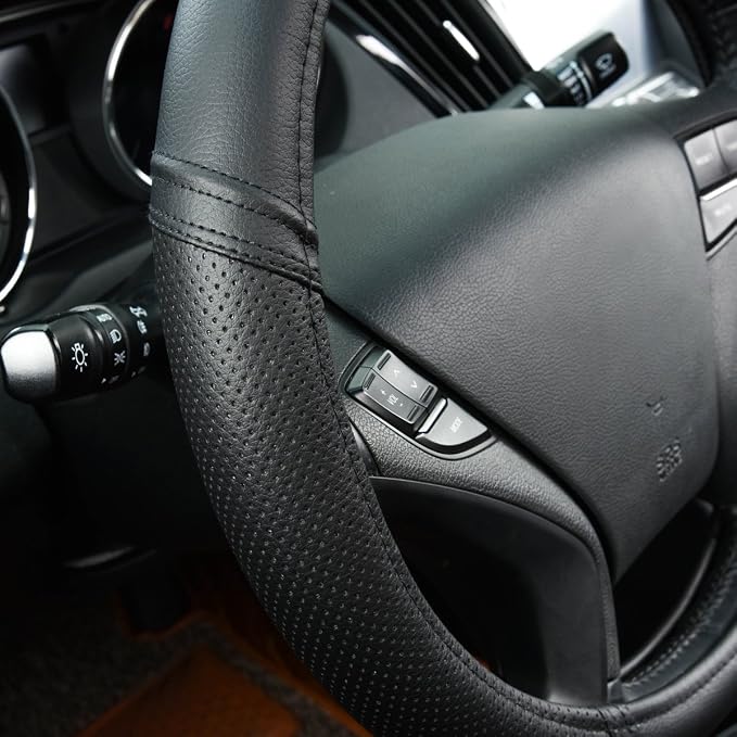 Car Pass Classical Leather Automotive Universal Steering Wheel Covers, - Image 8