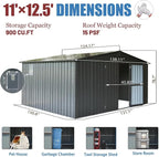 IKERY Extra - Large Galvanized Steel Storage Shed - 11' x 12.5' - Image 7