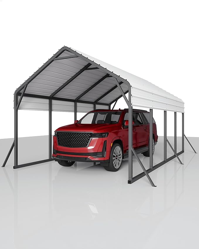 13'x21'x11' Oversized Metal Carport, Steel Heavy Duty Carport - Image 8