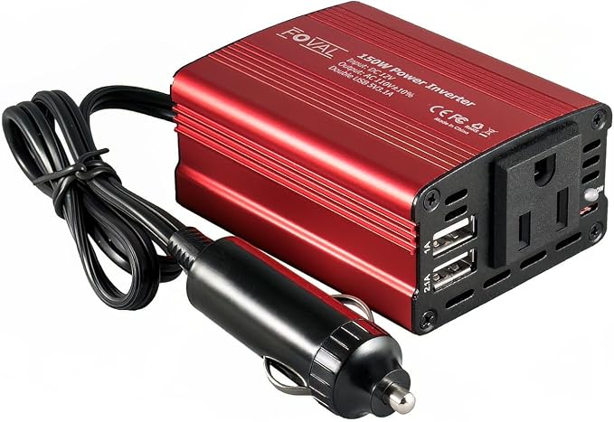 FOVAL 150W Car Power Inverter 12V DC to 110V AC Converter Vehicle Adapter Plug by FOVAL