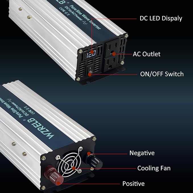 WZRELB 800W Pure Sine Wave Inverter 36V DC to 110V 120V AC Power Converter - Image 3