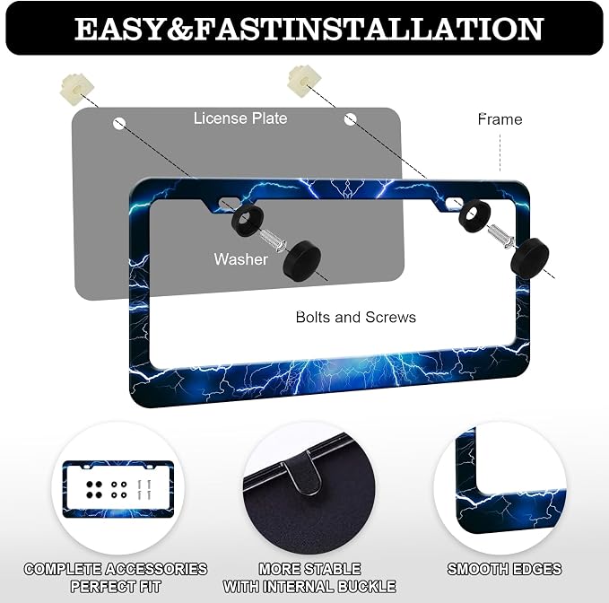 Blue Lightning License Plate Frames - Image 3