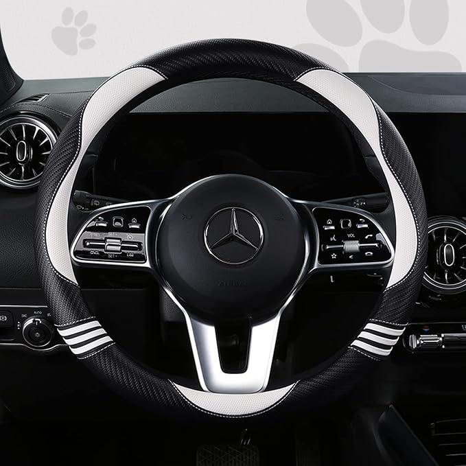 Car Steering Wheel Covers for Women Girl Padded Carbon Fiber PU Leather Cute - Image 2
