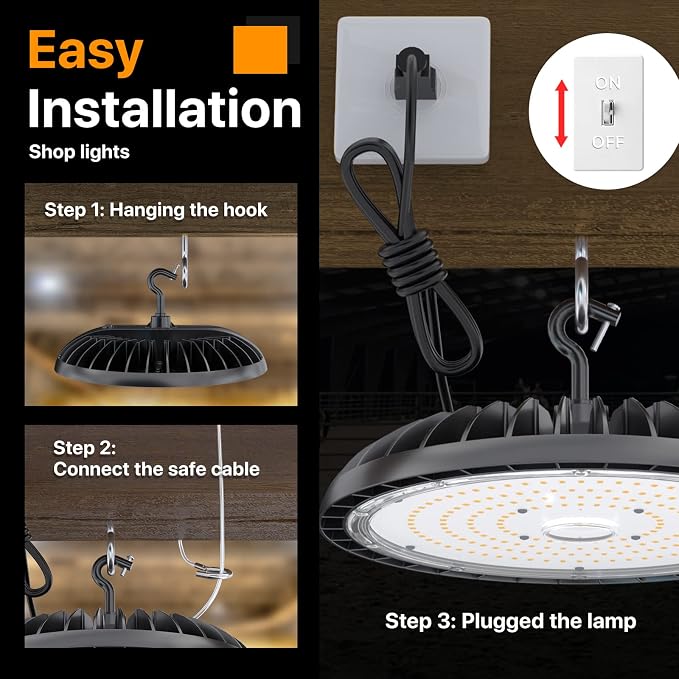 2 Pack LED High Bay Light 200W 30000 lm, 5000K UFO High Bay Led Shop Lights ETL - Image 5
