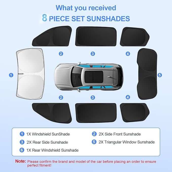 8pcs Car Window Shades for Jeep Grand Cherokee 2022-2025 Accessories, - Image 7