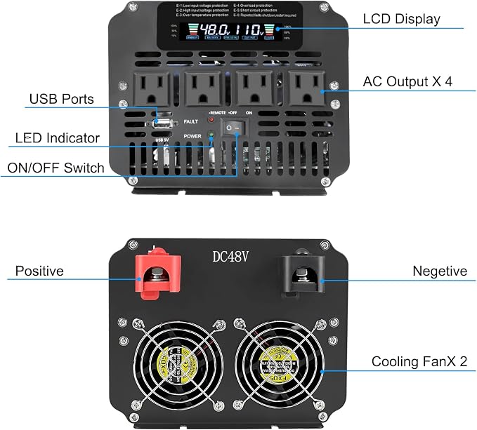 LVYUAN 5000 Watt Power Inverter 48V to 110V 120V - Image 2