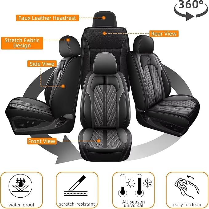 AOMSAZTO Ford Ranger Seat Covers: Front Seat Covers Custom Fit 2019 2020 2021 - Image 5