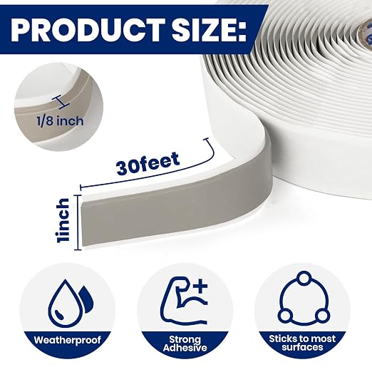 ADHES Premium Butyl Sealant Tape 1" x 30 'x 1/8" Gray Butyl Rubber Sealant Tape - Image 2