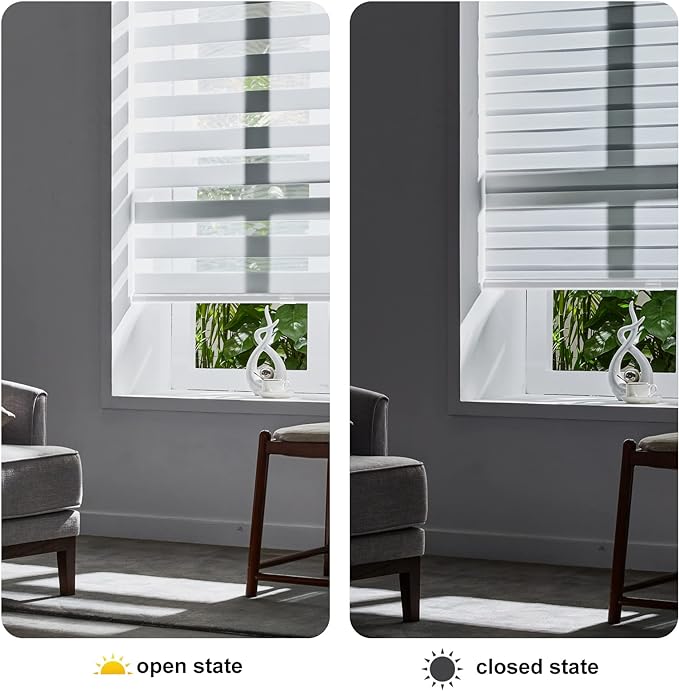 Persilux Cordless Zebra Blinds for Windows Shades Dual Layer Fabric Light - Image 5