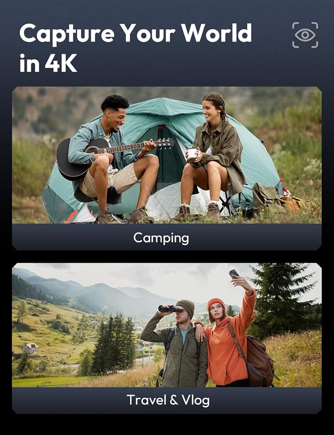 Action Camera 4K 20MP, Dual Use Action Camera and Dash Cam, Waterproof - Image 3