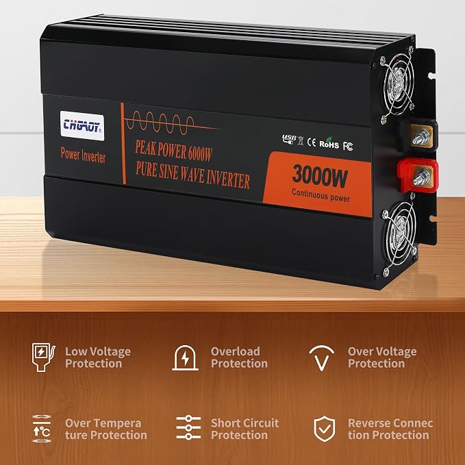 3000W Pure Sine Wave Inverter 12V DC to 120V AC Converter - Image 5