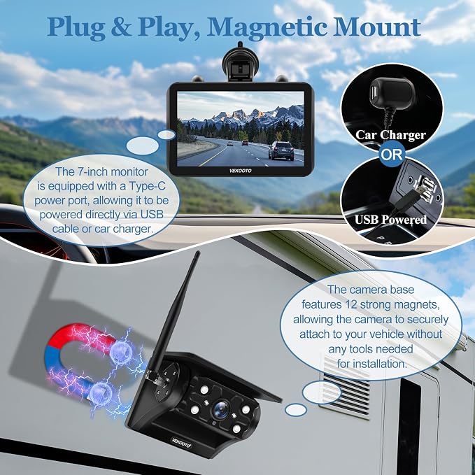 2 Magnetic Solar Wireless Backup Camera - Image 2