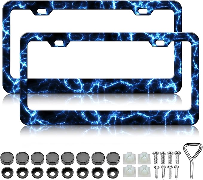Blue Lightning License Plate Frames by Unknown