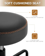 Shop Stool with Lockable Rubber Wheels Adjustable Backrest Tool Tray Storage - Image 4