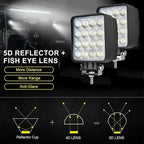 2PACK 48W LED Work Lights 12/24 Volt 5500LMS 4.3INCH Wide Ultra Bright Square - Image 3
