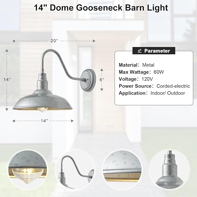14in Outdoor Gooseneck Barn Lights - Image 7