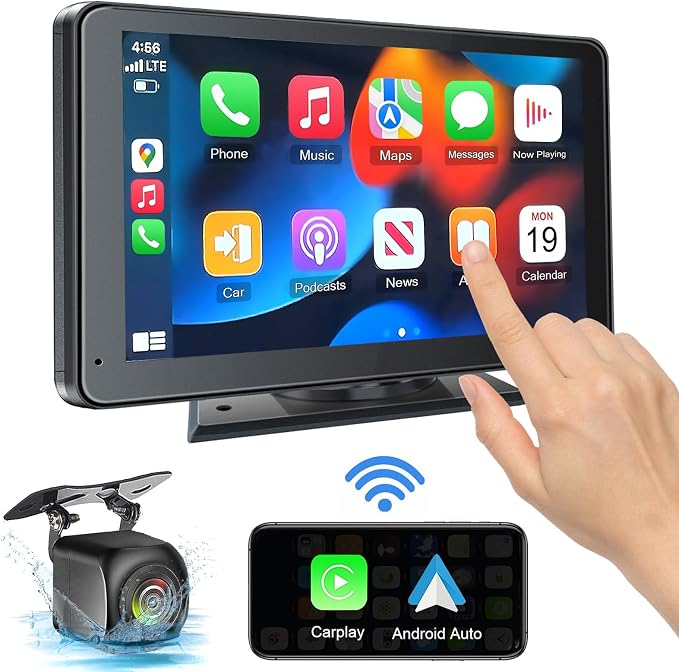 Portable Wireless with Apple CarPlay and Android Auto Screen by PASLDA