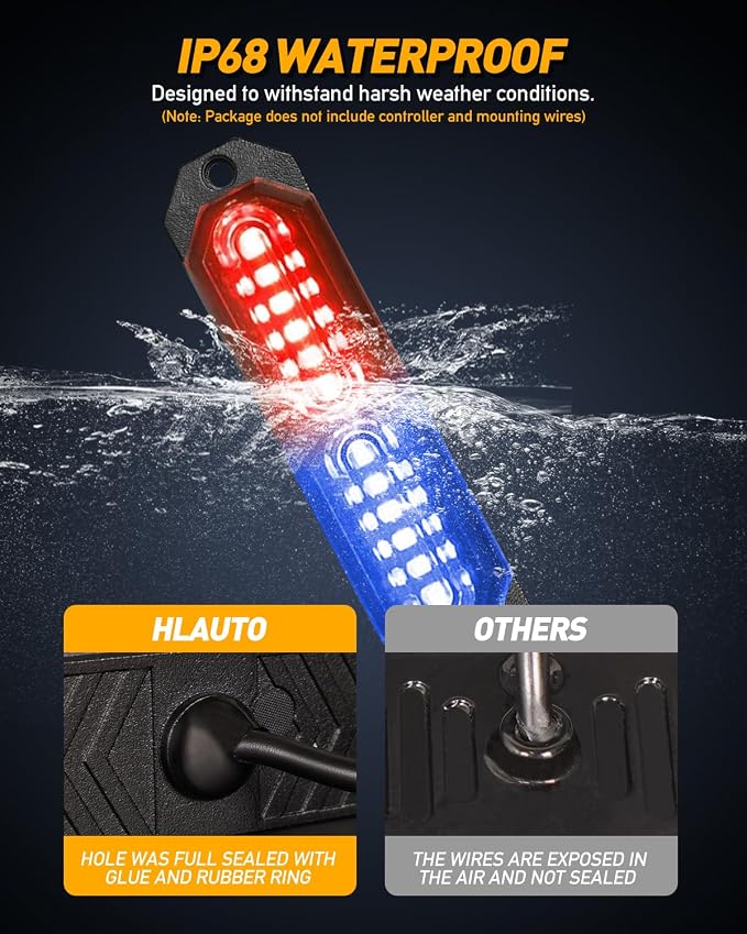HLauto 1200T Emergency Strobe Grille Lights: 8pcs 12 LED Sync Feature Safety - Image 4