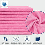 GLIMGLINT Pink Microfiber Cleaning Cloth, 12 Pack Cleaning Towels - Image 3