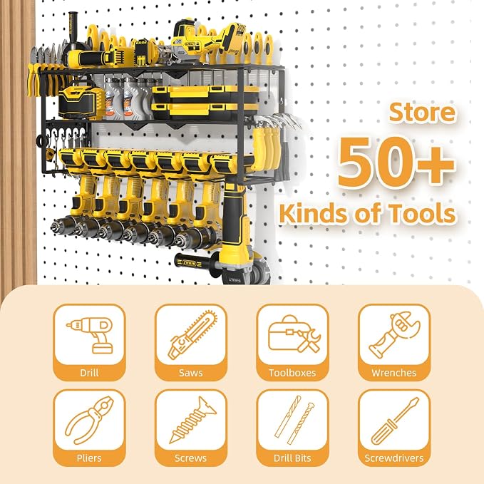 Power Tool Organizer Wall Mount Cordless, 15 Min Fast Install Metal Garage Tool - Image 7