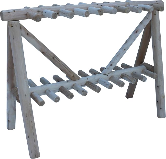 21-Place Freestanding Log Ski Rack Holder, Indoor & Outdoor Snowboard Racks - Image 8
