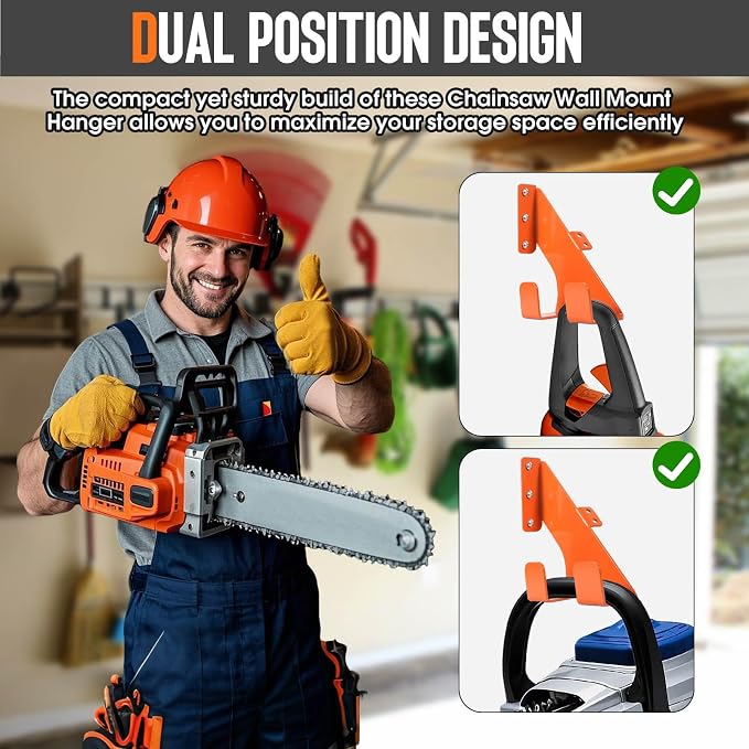 Chainsaw Hanger, Heavy Duty Chain Saw Stand 3-in-1 Wall Mount - Image 6