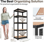 HOMEDANT House Black 5 Tier 24.4" W Laminated Metal Shelving Unit Adjustable - Image 2
