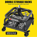 Rolling Shop Stool with Wheels, Garage Work Mechanic Stool with Backrest - Image 2