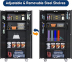 Garage Storage Cabinet with Wheels & Pegboard, Assembly Required - Image 4