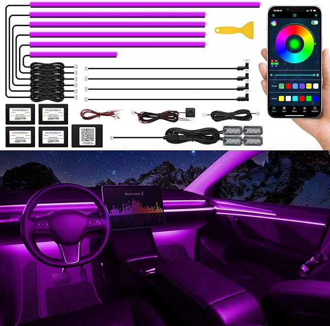 Acrylic Interior Car LED Strip Light by MAODANER