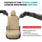 for Toyota Camry Seat Covers LE SE SE Nightshade 2018 2019 2020 2021 2022 2023 - Image 2