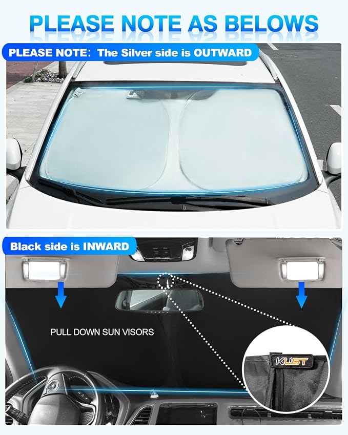 KUST Windshield Sun Shade for Jeep Compass 2007-2017 Window Shade Sun Visor - Image 3