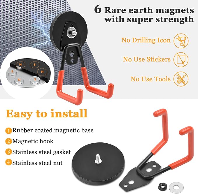 Strong Magnetic Hooks Heavy Duty, 2.59" Garage Magnet Hooks - Image 4
