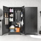 75" Metal Storage Cabinet with Lockable Doors, Functional Garage Storage Cabinet - Image 2