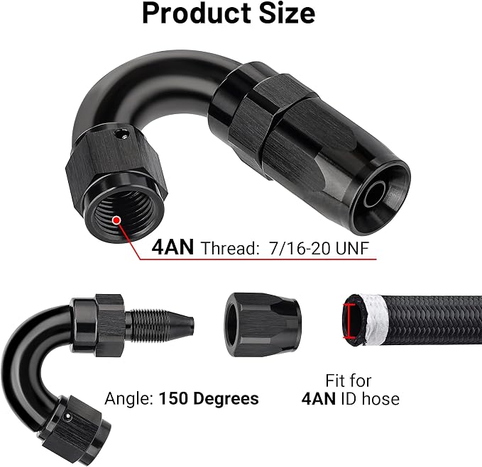 EVIL ENERGY 4AN 150 Degree One Piece Full Flow Hose End Fitting Swivel - Image 2
