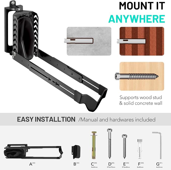 2-Pack Swivel Bike Rack Wall Mount, Bike Hangers - Image 5