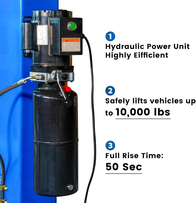110V Two Post Car Lift 10, 000 LBS Heavy Duty Floor Plate 2 Posts Auto Hoist - Image 3