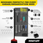 Ramtuff Universal PegBoard Kit for Plastic Shelving- Garage Storage Organizer - Image 4